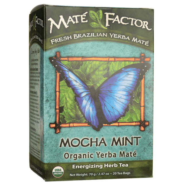 The Mate Factor Organic Mocha Mint Yerba Mate Energizing Herb Tea Bags, 20 Ea